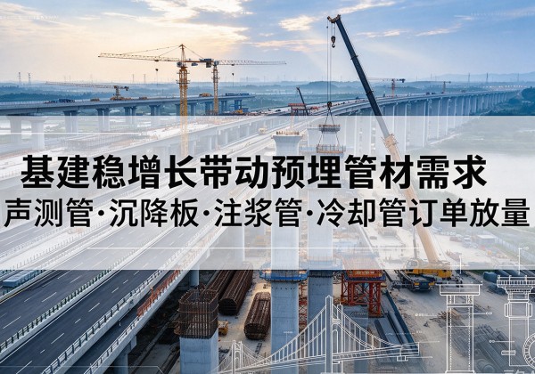 肥东基建稳增长带动预埋监测管材需求，声测管、沉降板、注浆管订单持续放量